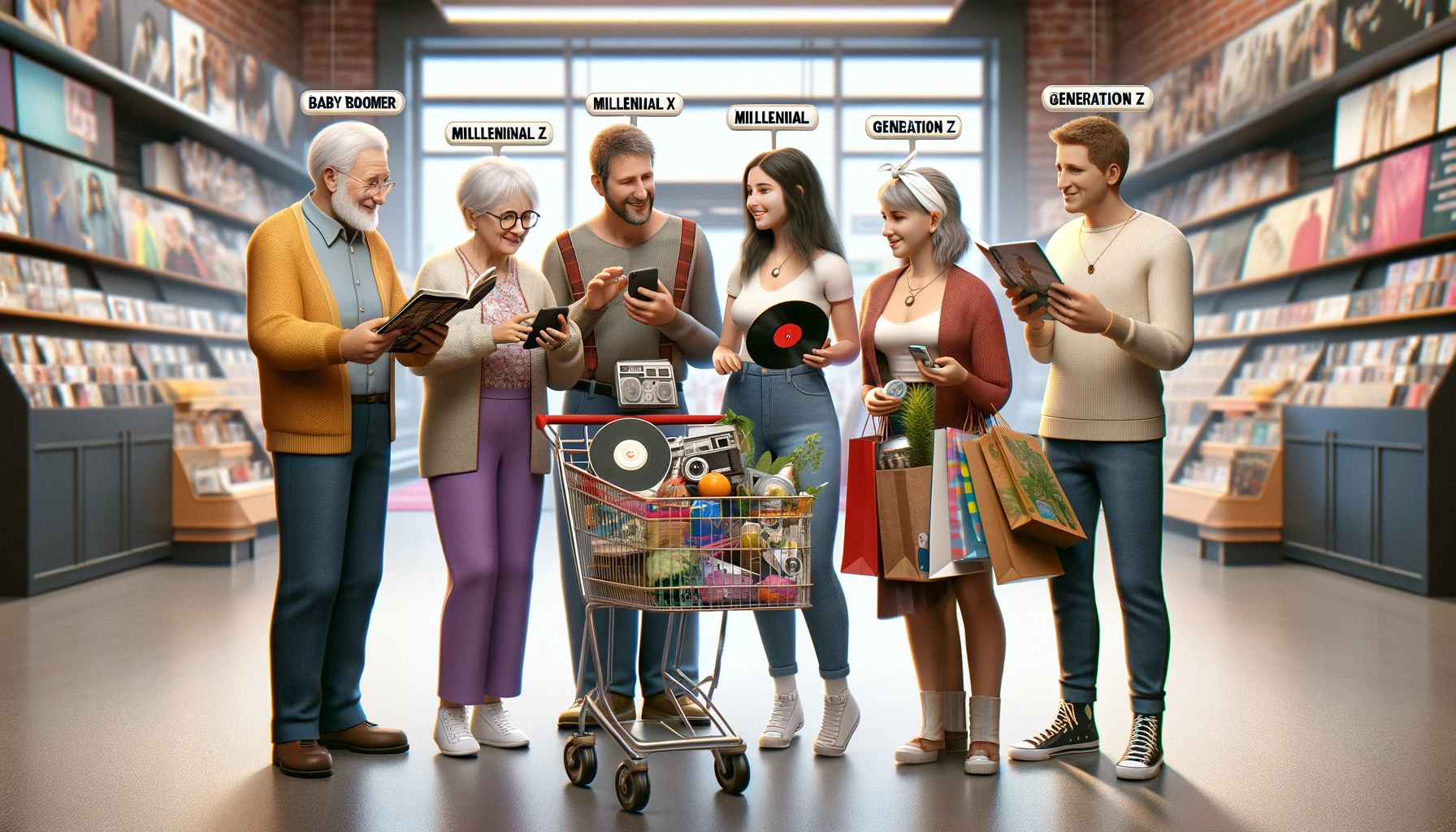 a multi-generational family shopping together