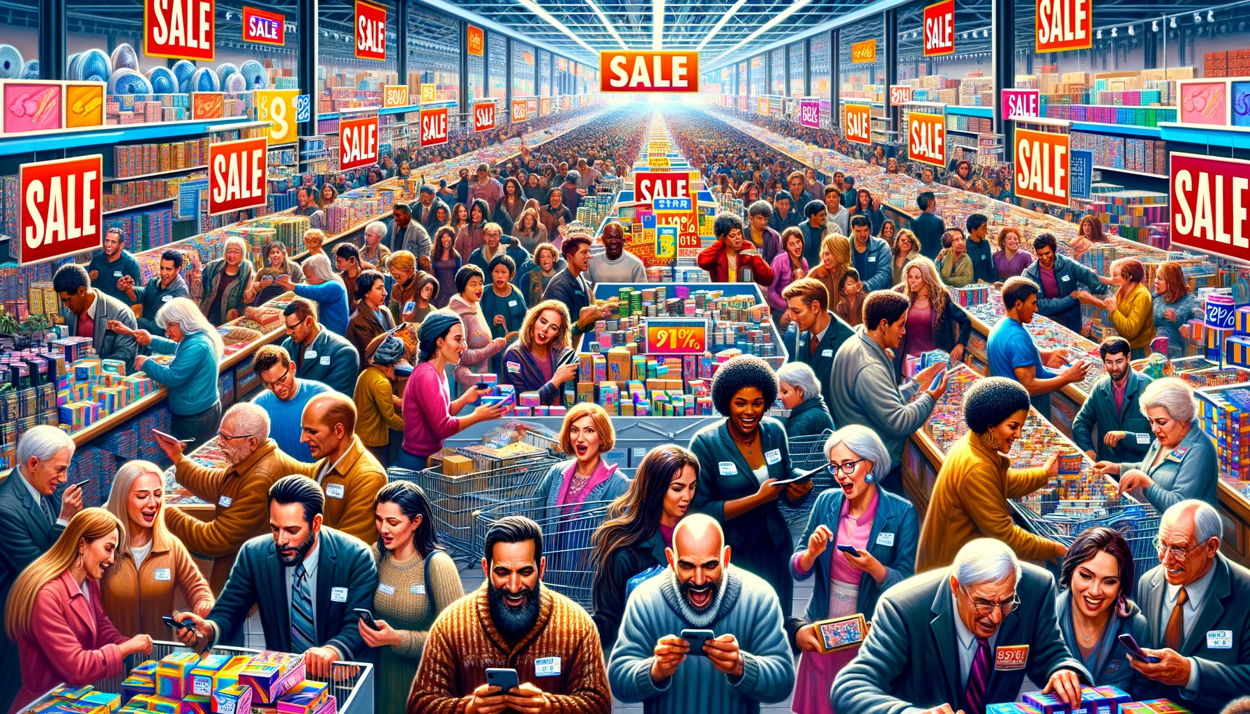 an image that captures the essence of consumer excitement during a major sale event